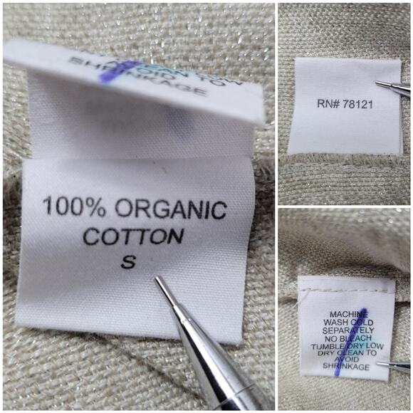 Eileen Fisher Organic Cotton Natural Silver Twinkle Shift Dress Released Hem Sm - Picture 12 of 16